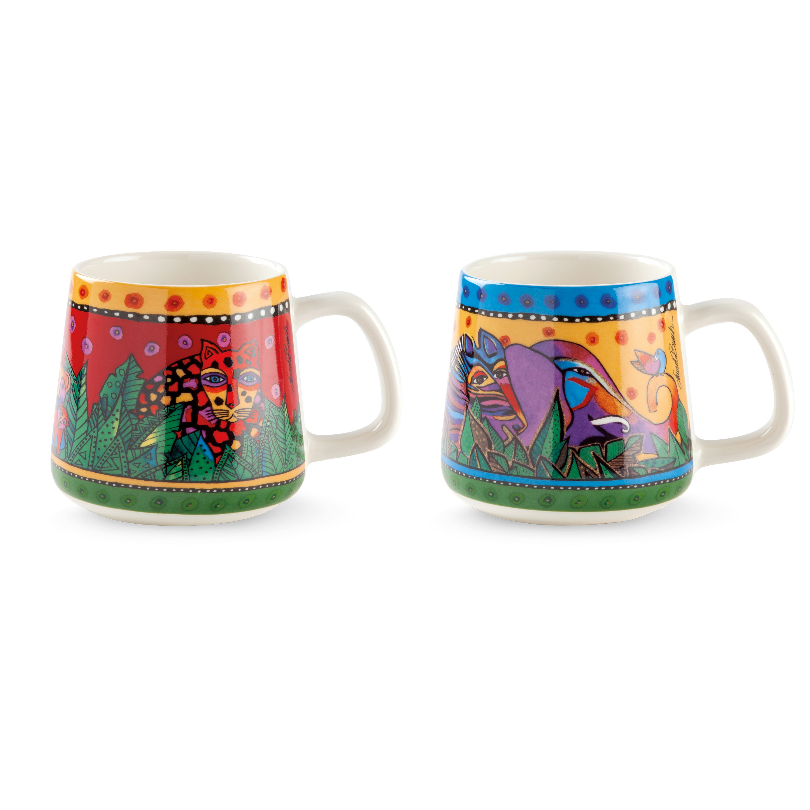 EGAN LAUREL BURCH JUNGLE SONG Sada 2 ks hrnek červená/žlutá 360 ml