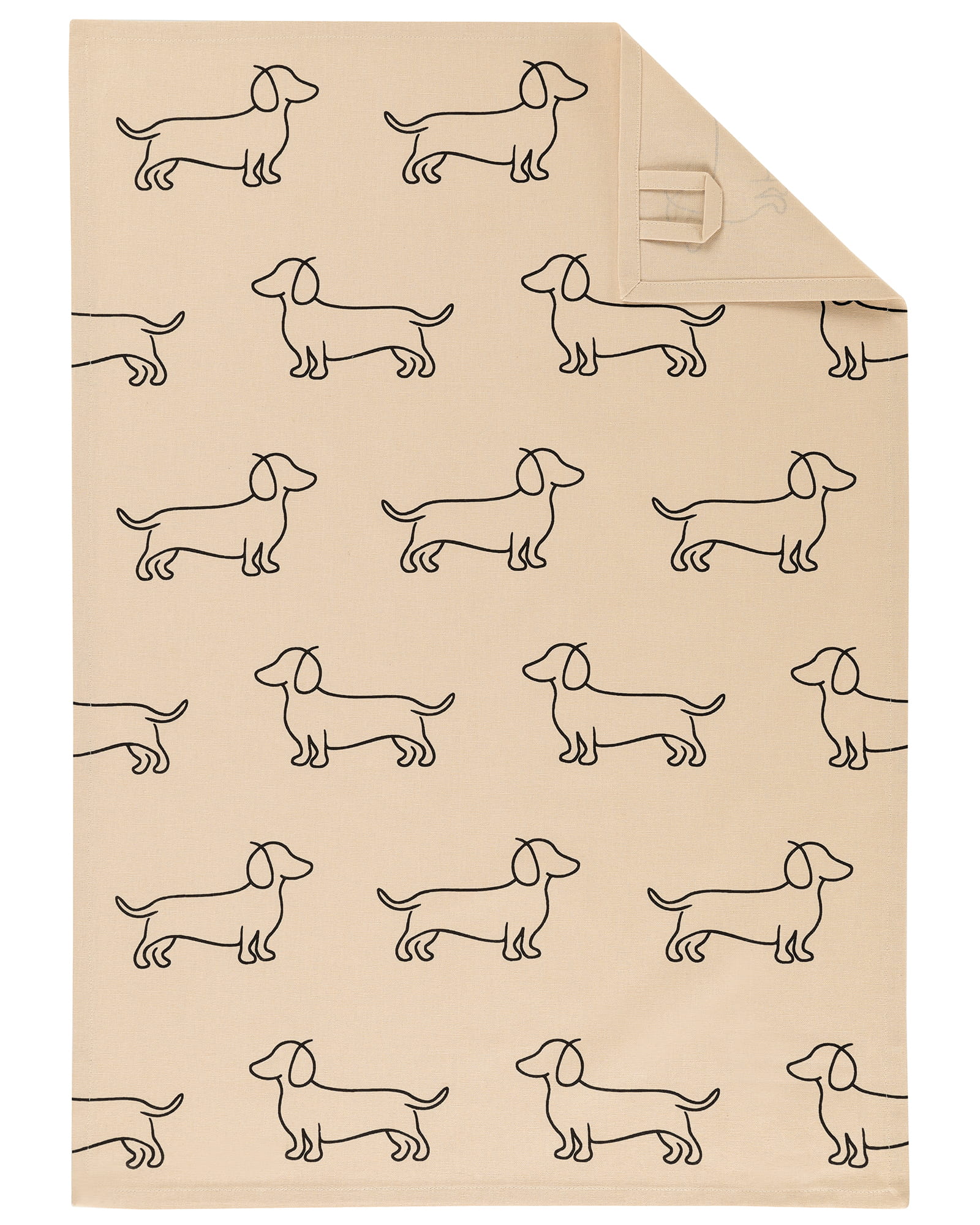 CAWÖ We Love Dogs Jezevčík 6246 Kuchyňská utěrka 50x70 cm černá/béžová