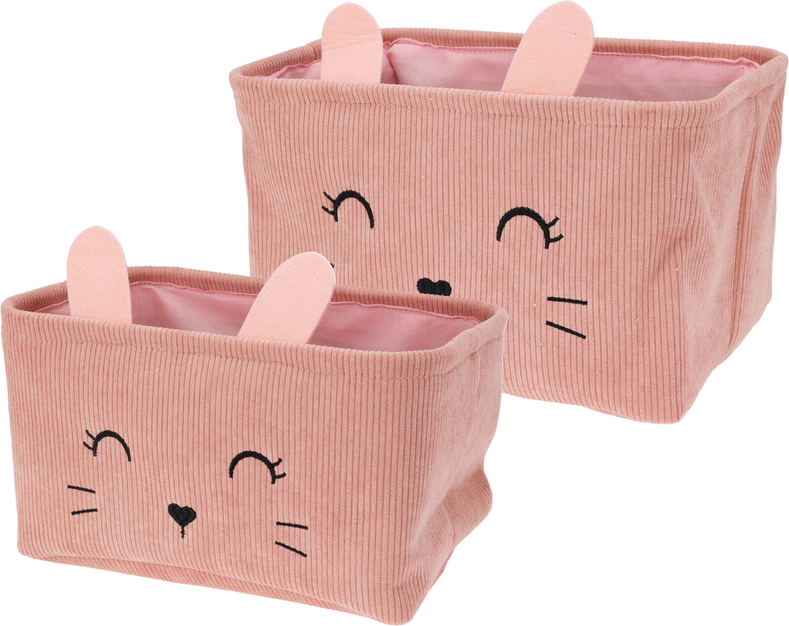H&L Dětský úložný košík Králík, set 2 ks, manšestr, růžová
