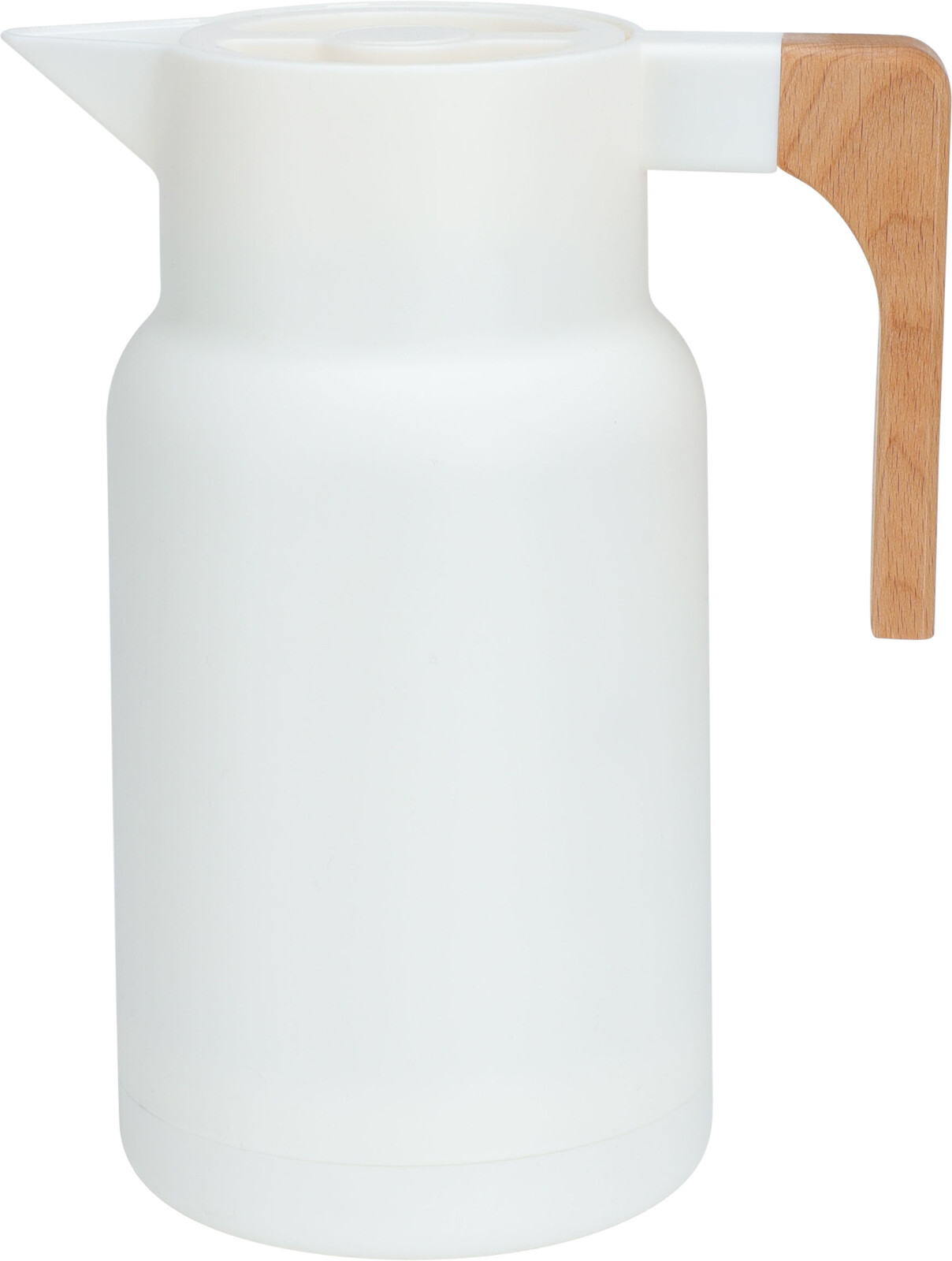 H&L Thermo konvice vakuová s dřevěnou rukojetí, 1000ml, bílá