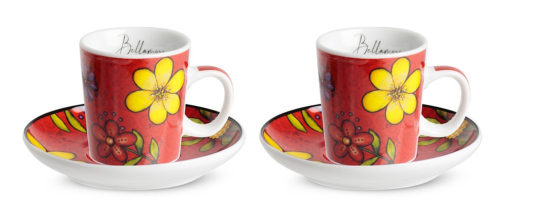 Egan BELLAMORE Sada 2  kávových šálků 100 ml červená
