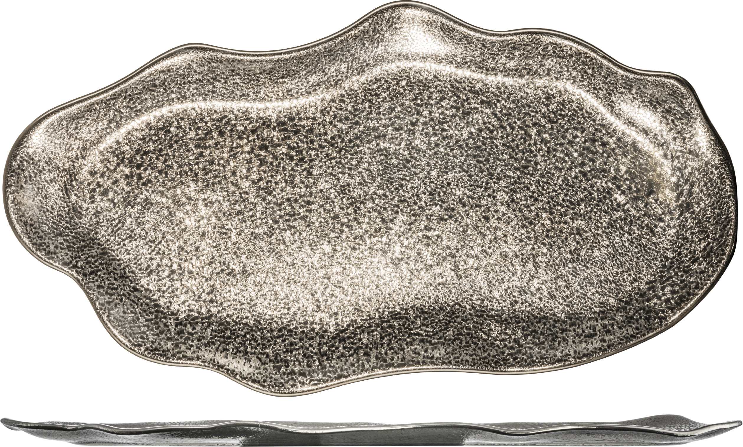 Eisch GOLD RUSH Podnos 48 cm platinový