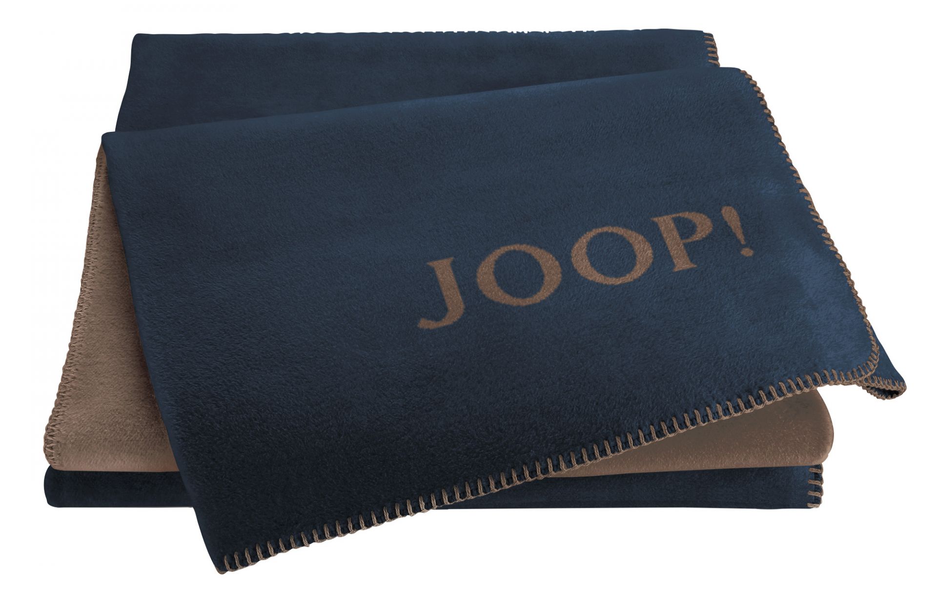 Biederlack JOOP! Uni Doubleface Marine-Karamell pléd 150 x 200 cm