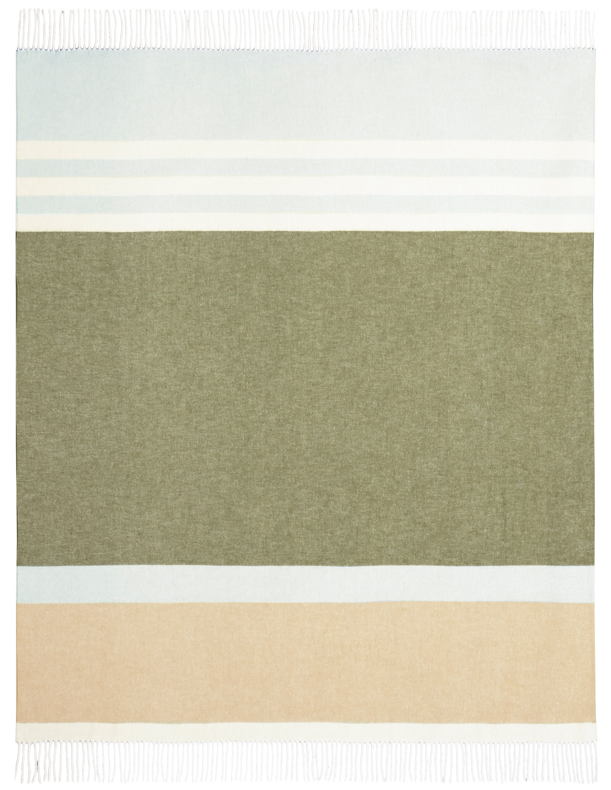 Biederlack Modern Classics Blockstripe Olive pléd 130 x 170 cm