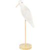 25964 bily dekoracni ptacek arlo na stihle noze s kulatym prirodnim podstavcem vyska 28 cm