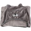 25973 1 seda detska fleecova deka s kapuci ve tvaru hlavy kocky vysivka a ouska rozmer 70 100 cm