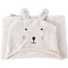 25970 2 bila detska deka z fleecu s kapuci v designu lisky vysivka a ouska 70 100 cm