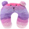 26375 1 detsky plysovy polstarek na krk ve fialovo ruzovych odstinech s vysivkou obliceje a ousky idealni na cestovani i odpocinek