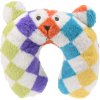 26378 plysovy detsky polstarek na krk s medvidkem a vzorem pastelovych kosoctvercu idealni doplnek pro pohodlne cestovani a odpocinek