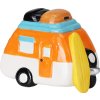 26186 1 keramicka pokladnicka travelfun ve tvaru retro karavanu detailne zpracovany model v bile barve s pastelovymi akcenty inspirovany cestovanim