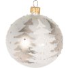 27239 2 perletova sklenena vanocni koule s trpytivym motivem jehlicnateho stromecku