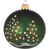 27269 2 sklenena vanocni koule se zelenym zakladem a zelenymi jehlicnany s bilymi a cervenymi vanocnimi koulemi