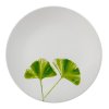 27680 smetanovy keramicky dezertni talir cream ginkgo 20 cm s motivem dvou jasne zelenych listu ginkgo