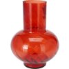28136 1 vysoka sklenena vaza 23 cm v tmave cervene terakotove barve s hruskovitym tvarem a efektem vlniciho se skla