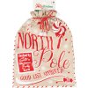 28181 1 velky vanocni pytel na darky 50x70cm v prirodnim jutovem vzhledu s cervenymi napisy north pole good list approved a motivy bonbonu pytel je stazen cervenou snurou s bilymi pompony