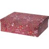28184 2 darkova krabice velka cervena bohaty cerveny design se svatecnimi motivy hvezdami jmelim a napisy happy holiday rozmer 36 2 x 29 5 x 11 cm