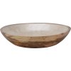 28259 velka dekorativni misa o prumeru 30 cm z mangoveho dreva s kremovym vnitrnim smaltovanim s perletovym leskem