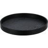 28358 1 velky kulaty servirovaci tac o prumeru 38 cm v matne cerne barve s nizkym okrajem a jemnou texturou dreva