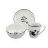 28436 tridilny detsky porcelanovy jidelni set by inspire zviratka z farmy obsahuje talir 19 cm misku 14 cm a hrnek 250 ml s motivem vesele skakajici kravicky a cernou linkou