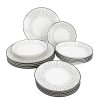 28562 4 18dilna sada porcelanovych taliru linea dash skladane melky hluboky a dezertni talir s cernobilym dekorem prerusovanych car dash pro 6 osob