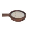 28511 svicka ve drevene misce flamepan 26 cm miska ve tvaru panve z tmave moreneho dreva s voskem knoty a muslickovou dekoraci