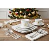 26795 3 porcelanova jidelni sada by inspire christmas s dvema salky taliri a pribory vedle vanocniho stromecku