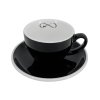 29016 cerny silnostenny salek na cappuccino roma 180 ml s vnitrnim dekorem love a podsalkem