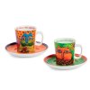Egan LAUREL BURCH FANTASTIC FELINES Set 2 espresso šálků zelená / oranzová