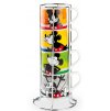 Egan MICKEY I AM Sada 4 stohovatelných espresso šálků 80 ml v kovovém stojanu