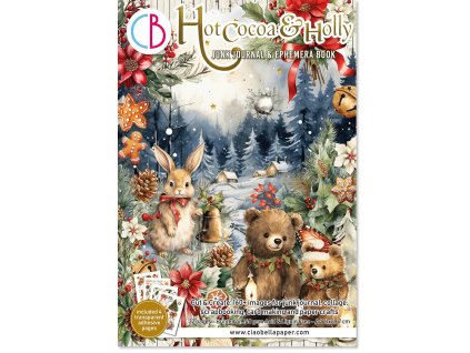 Sada papírů Ciao Bella Ephemera Book Hot Cocoa & Holly A4 32ks