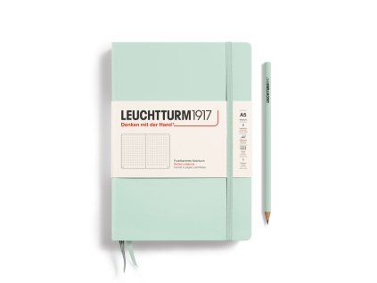notebook medium a5 hardcover 251 numbered pages mint green dotted