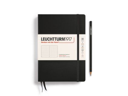 notebook medium a5 hardcover 251 numbered pages black dotted