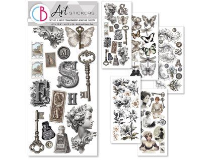 Umělecké samolepky Typographic, 5ks