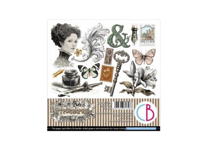 Sada oboustranných papírů Typographic 15x15cm, 24ks