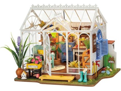 rolife diy 3d drevene puzzle vysneny zahradni dum s led osvetlenim 240 dilku