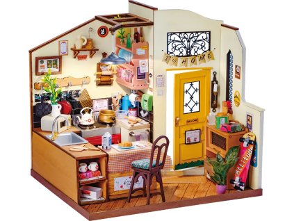 rolife diy 3d drevene puzzle utulna kuchyne s led osvetlenim 196 dilku