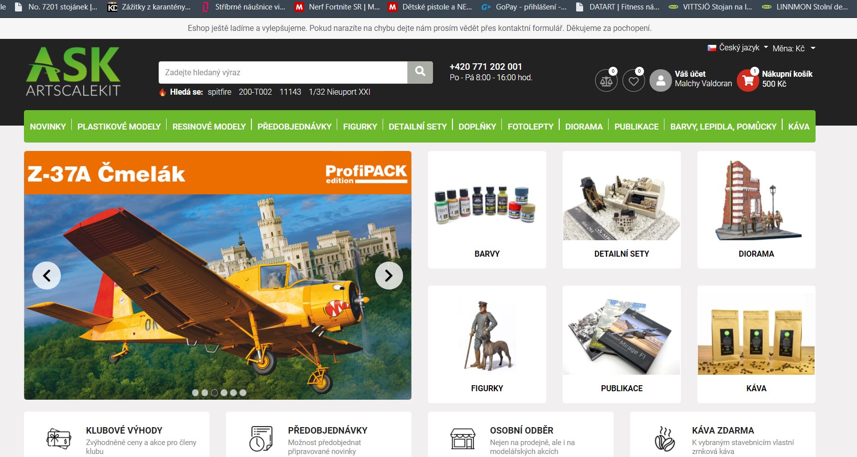 Nový eshop spuštěn na nové doméně www.artscale.cz