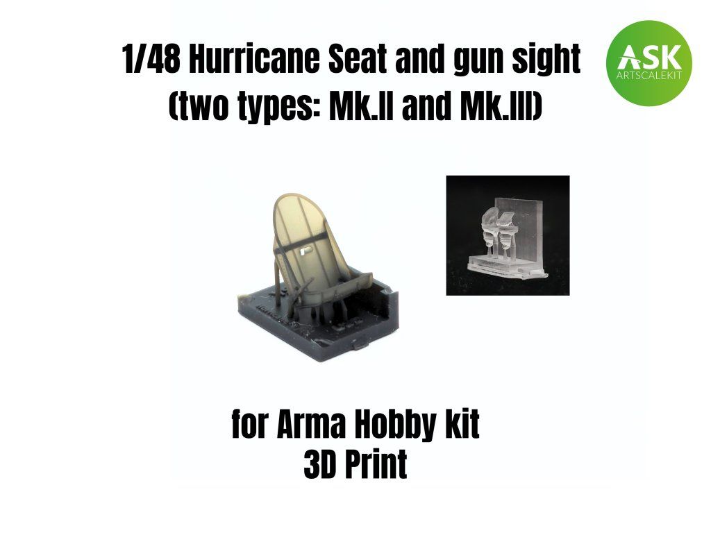 1/48 Hurricane Seat and gun sight (two types: Mk.II and Mk.III)
