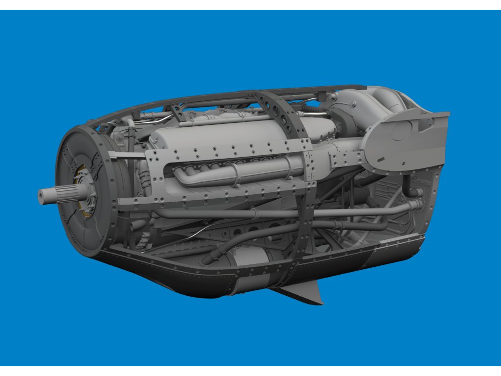 P-38F/G left engine PRINT 1/48 recommended for TAMIYA