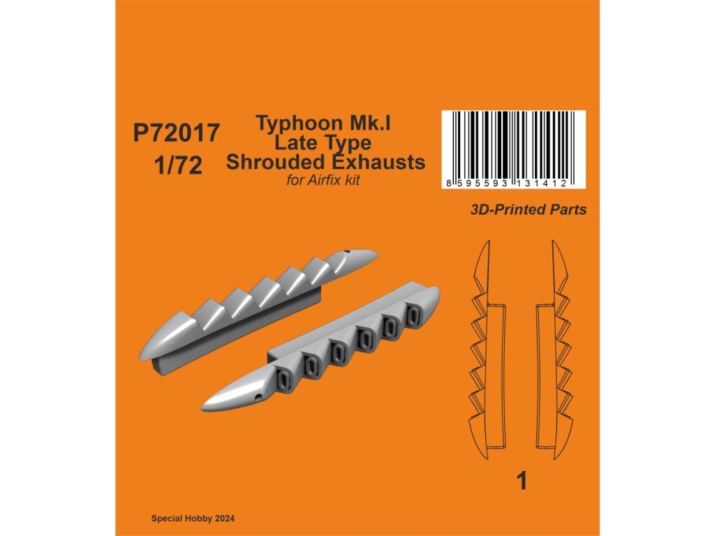 1/72 Typhoon Mk.I Late Type Shrouded Exhausts / for Airfix kit