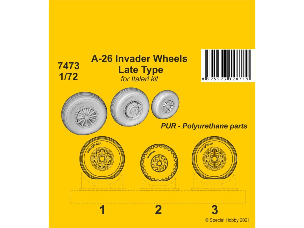 1/72 A-26 Invader Wheels Late Type / for Italeri kit