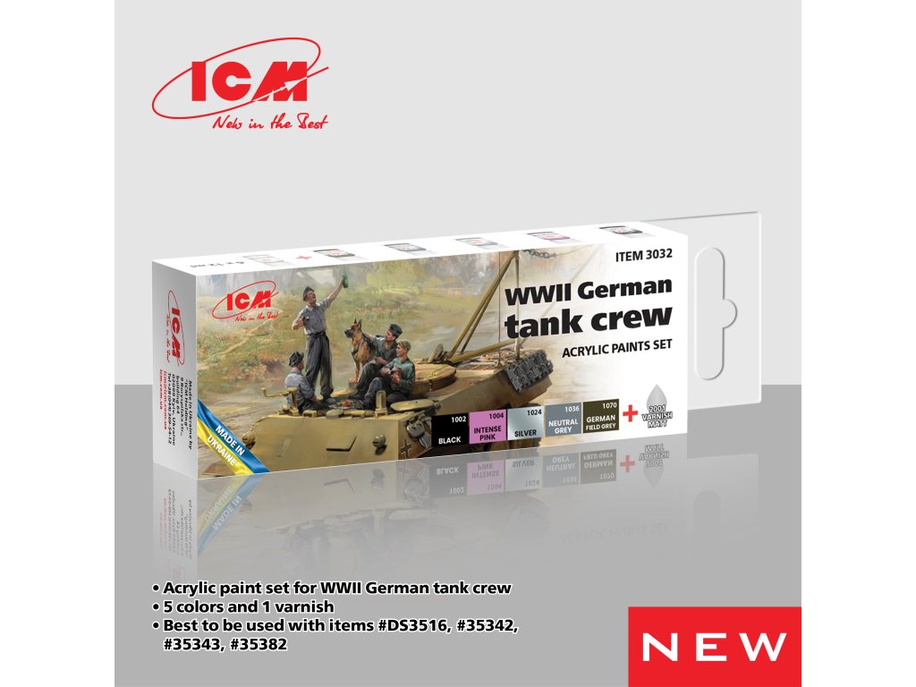 ICM WWII German tank crew - acrylic paint set 
6 bottles х 12 ml