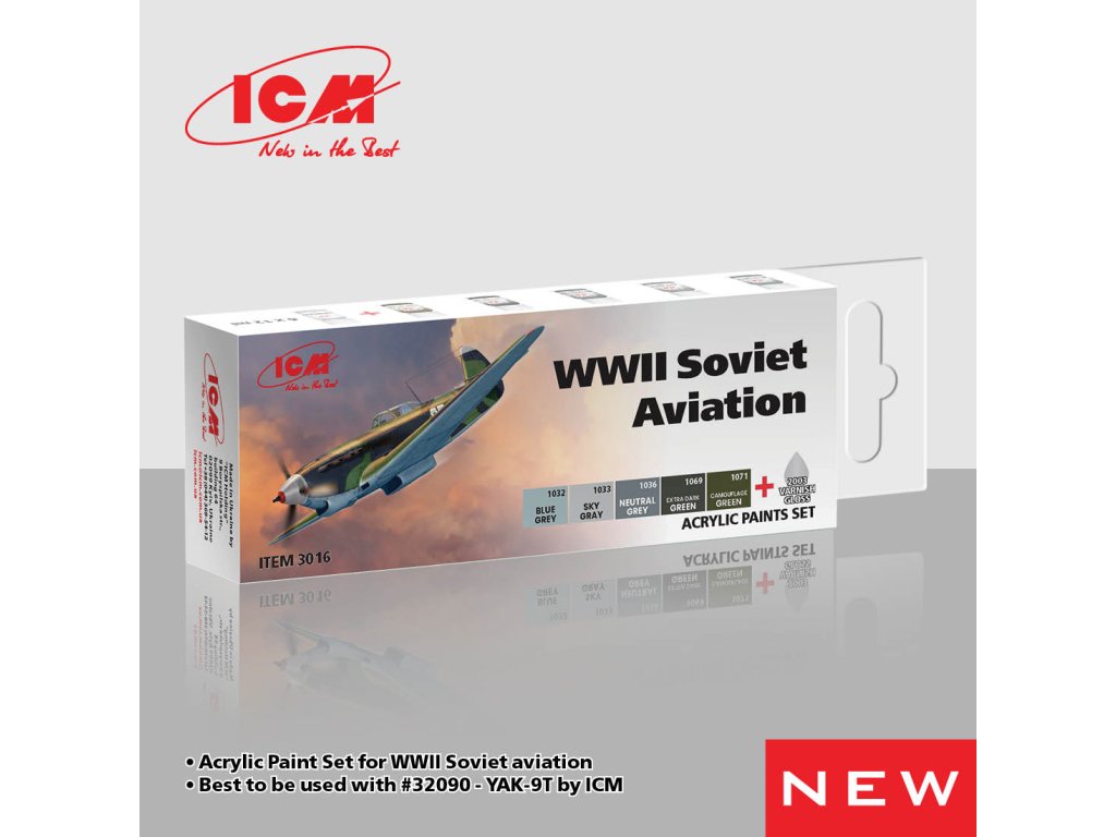 ICM WWII Soviet aviation  - acrylic paint set 
6 bottles х 12 ml