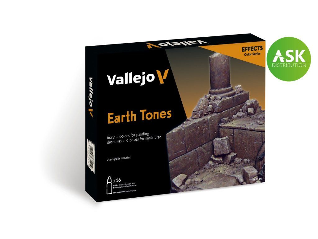 Vallejo Model Color 70141 Earth Tones Effects / 16 colors set (18 ml)