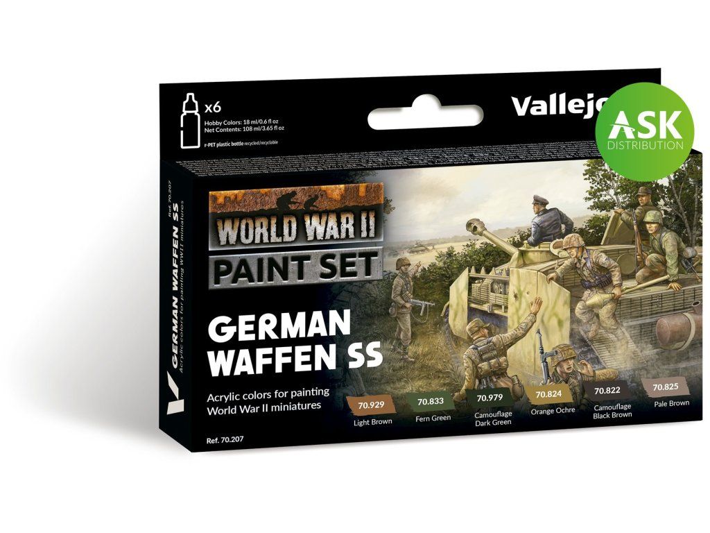 Vallejo Model Color 70207 German Waffen SS WWII / 6 colors set (18 ml)