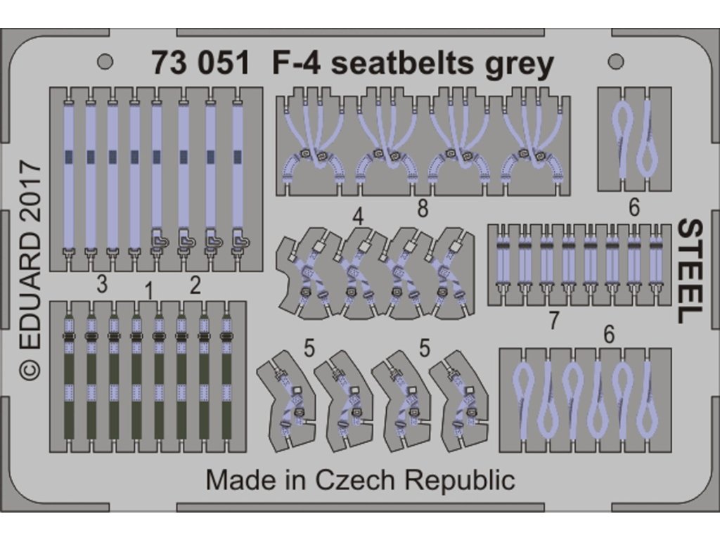 1/72 F-4 seatbelts grey STEEL