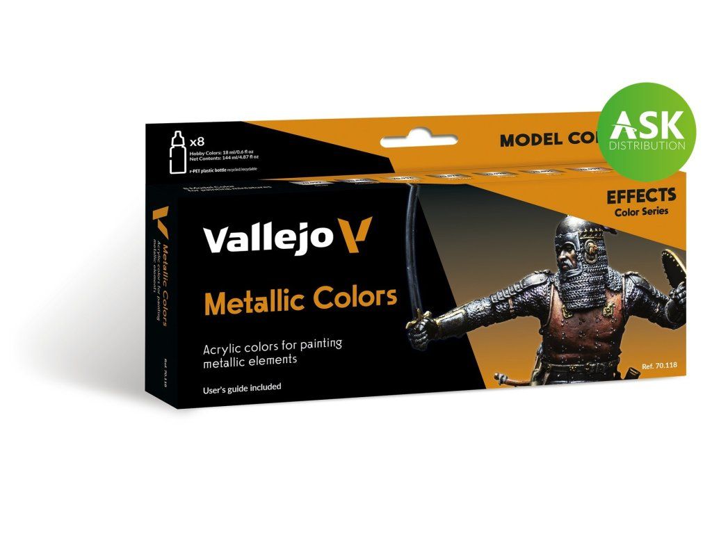 Vallejo Model Color 70118 Metallic Colors Effects / 8 colors set (18 ml)