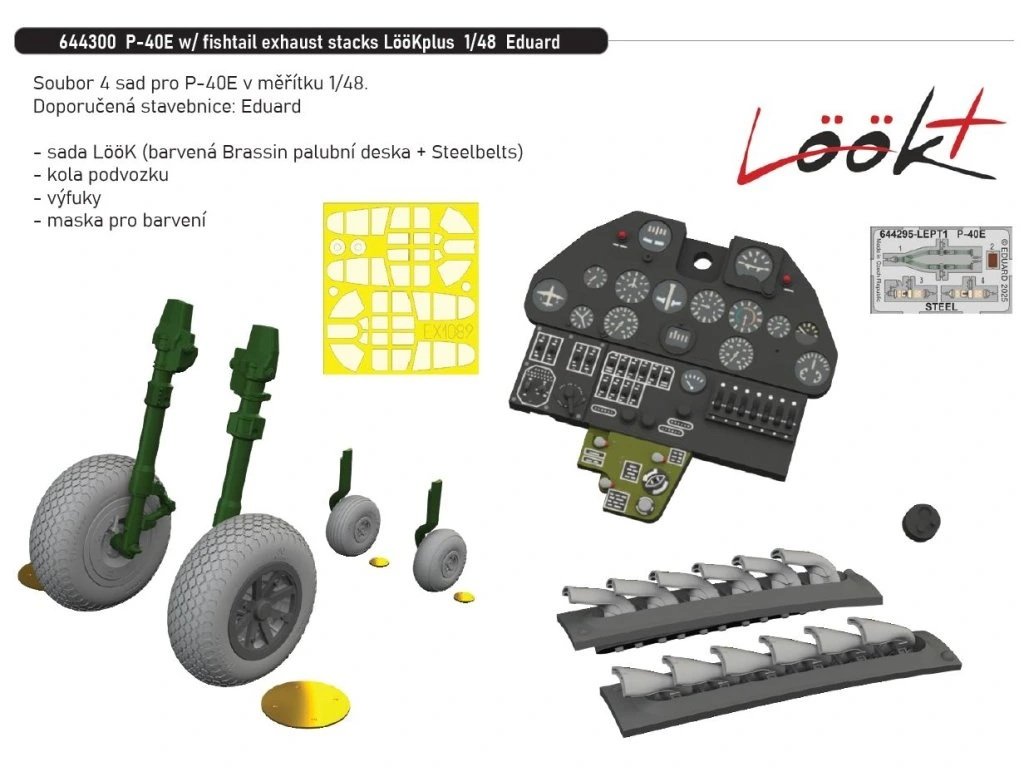 P-40E w/ fishtail exhaust stacks LööKplus 1/48 recommended for EDUARD