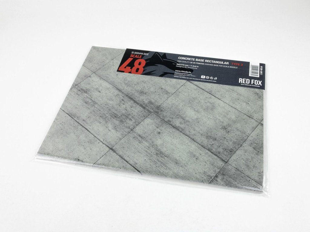 Red Fox Studio 1/48 Concrete Base Rectangular Type 3 300x230mm