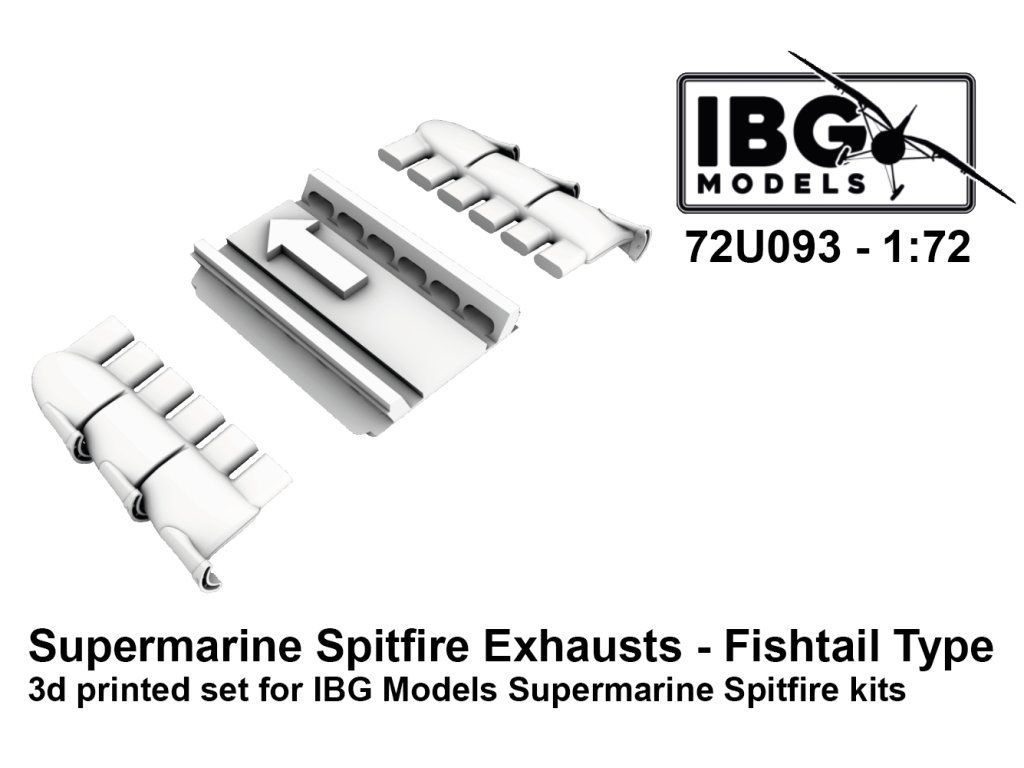 1/72 Supermarine Spitfire Exhausts - Fishtail Type - 3d Printed Set